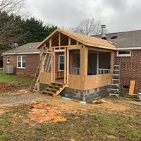 Sunroom house addition in progress near Johnson City
