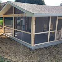 New screened porch patio addition to residential home